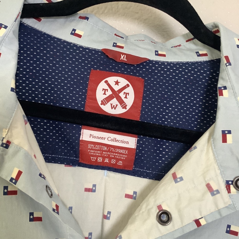 Tumbleweed TexStyle Blue Texas Flag Snap Button Vented Shirt XL Casual Summer - Picture 2 of 4